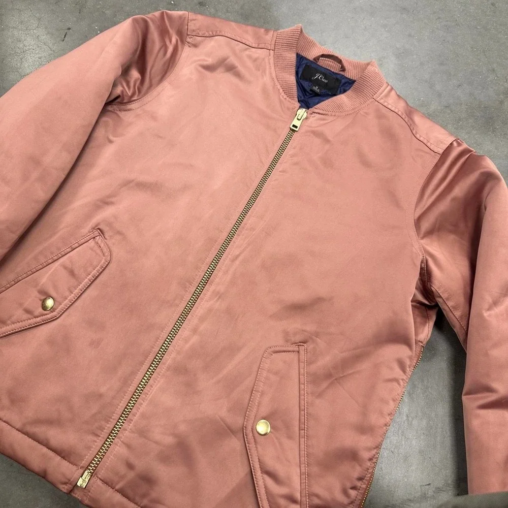 J. Crew Peach Quilted Lining bomber jacket Size Small